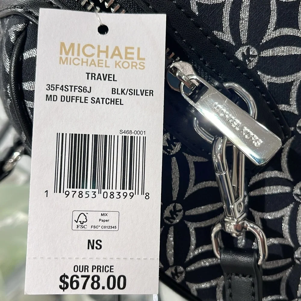 MICHAEL KORS JST TRAVEL MEDIUM DUFFLE SATCHEL SHOULDER CROSSBODY BAG MK BLACK
